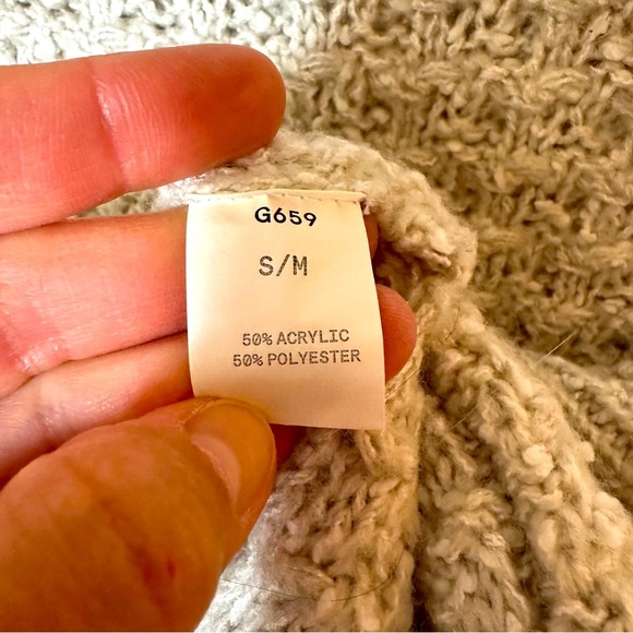 Karisma | Ivory & Cream Chunky Knit Mock Neck Sweater Size Small/Medium - Picture 7 of 8